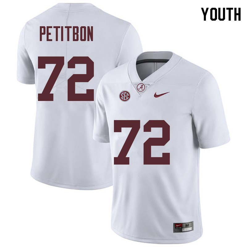 Youth #72 Richie Petitbon Alabama Crimson Tide College Football Jerseys Sale-White